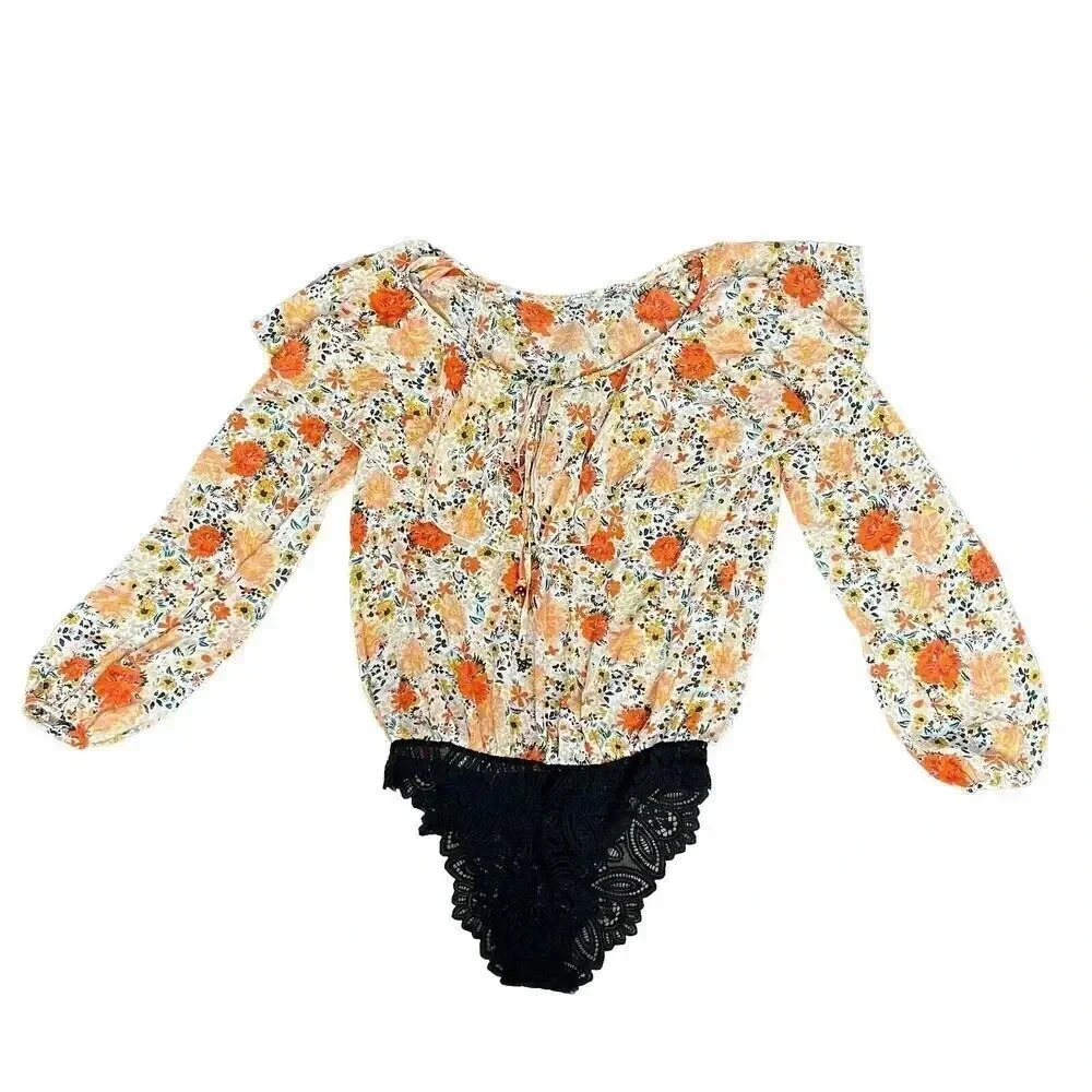 Women's Size Medium Intimately Free People Floral Bodysuit/Blouse